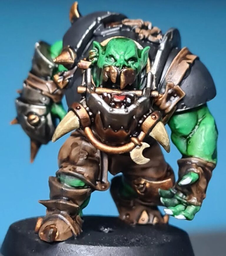 Figurine d’orc de Blood Bowl peinte, niveau tabletop